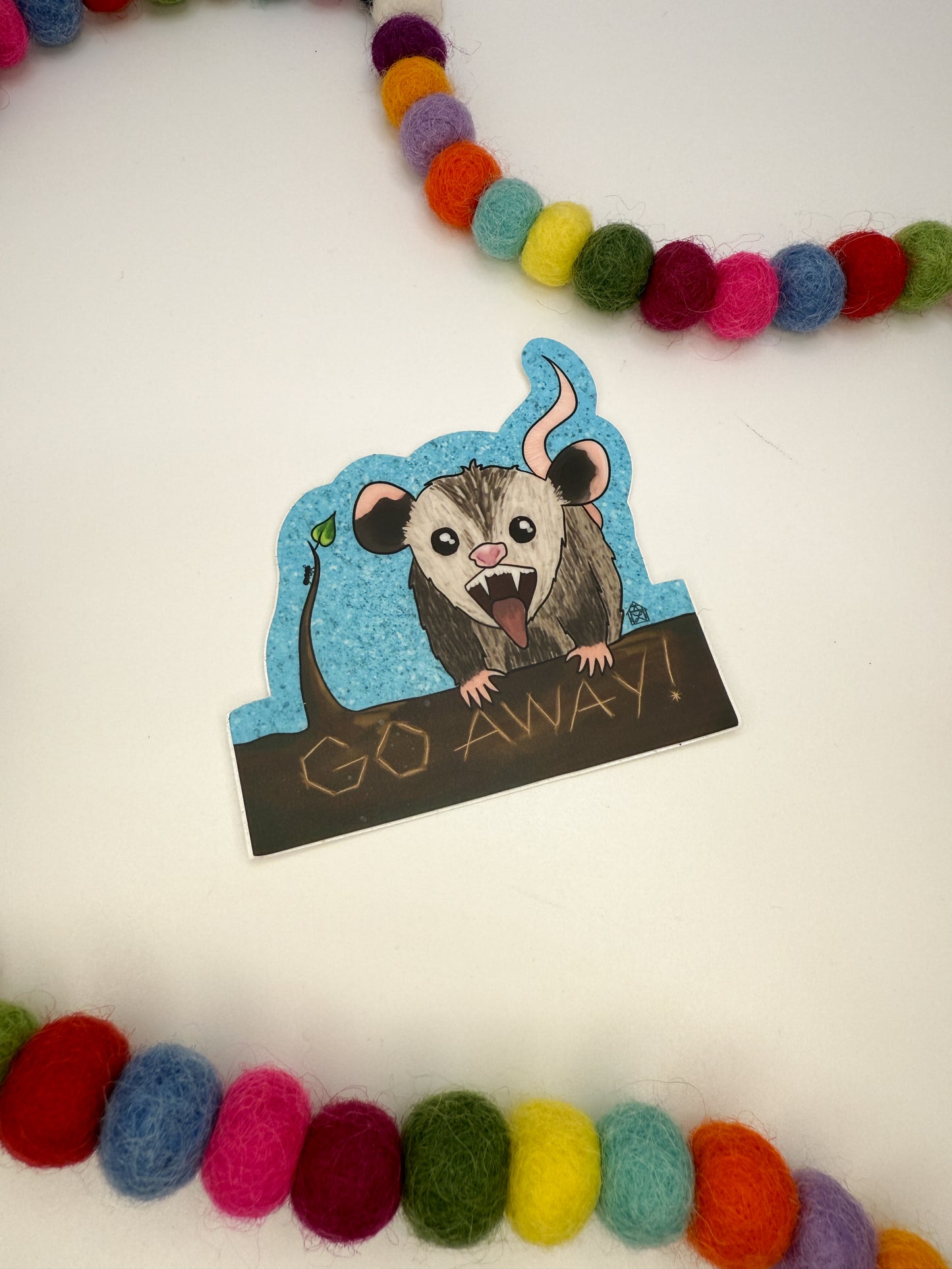 Possum "Go Away!" Sticker - Hand-Drawn - Waterproof & Durable