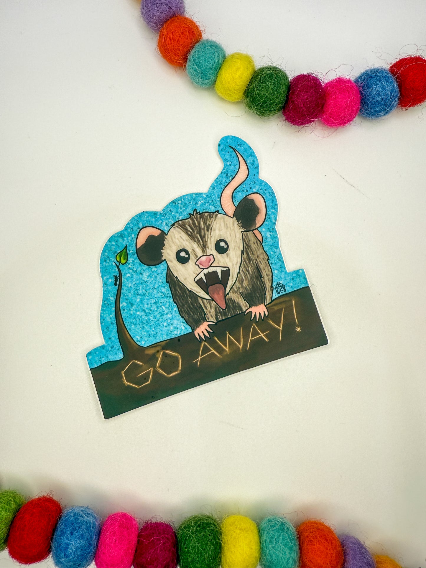 Possum "Go Away!" Sticker - Hand-Drawn - Waterproof & Durable