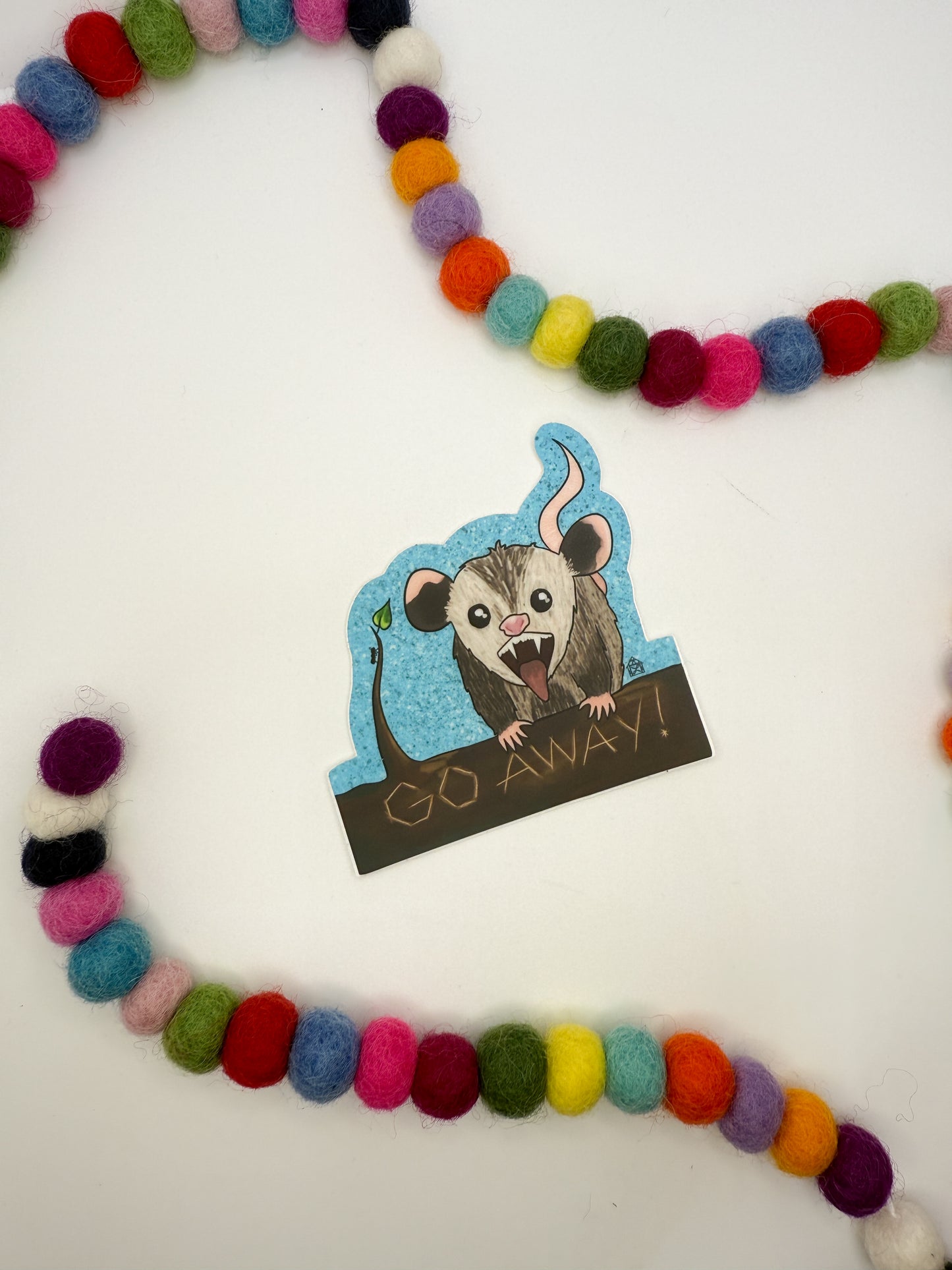 Possum "Go Away!" Sticker - Hand-Drawn - Waterproof & Durable
