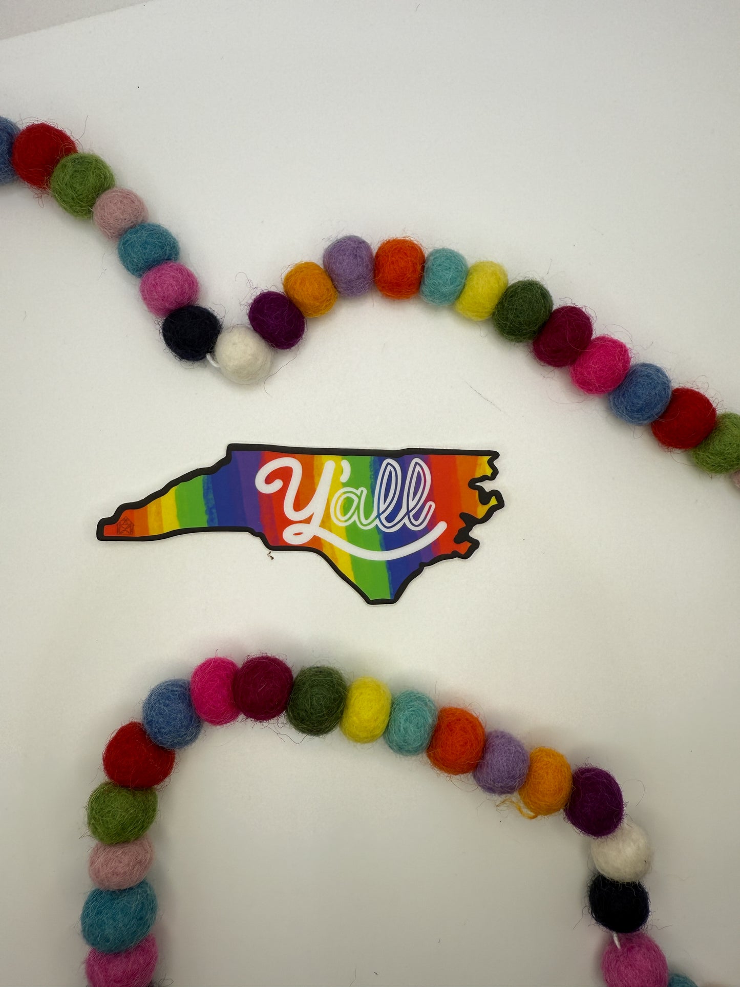 Y'all inside North Carolina Rainbow Outline Sticker