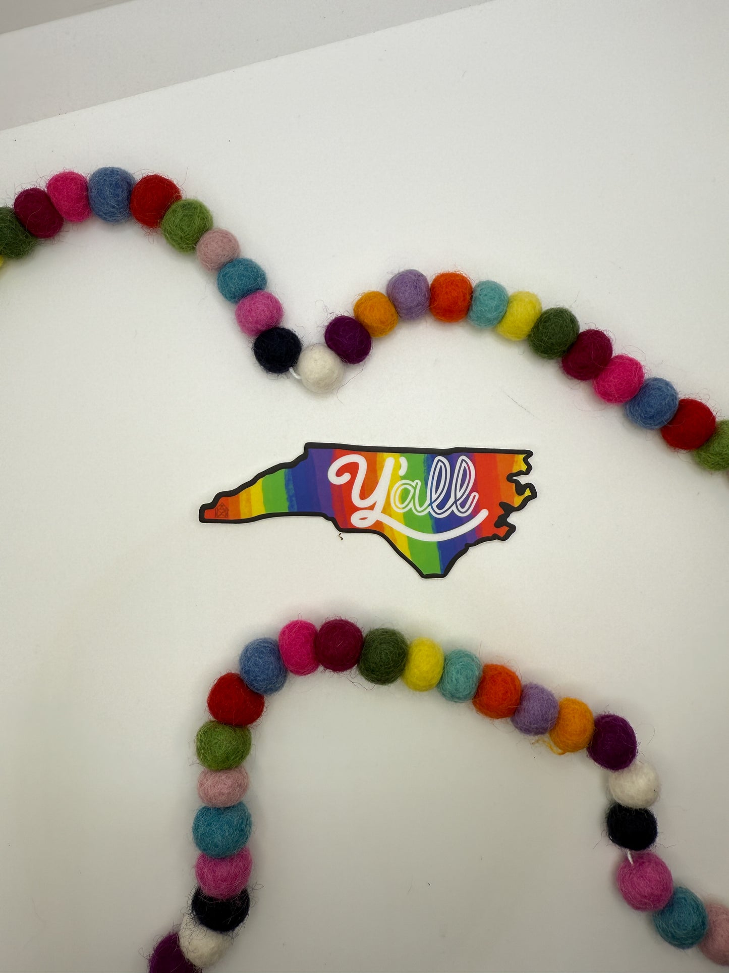 Y'all inside North Carolina Rainbow Outline Sticker