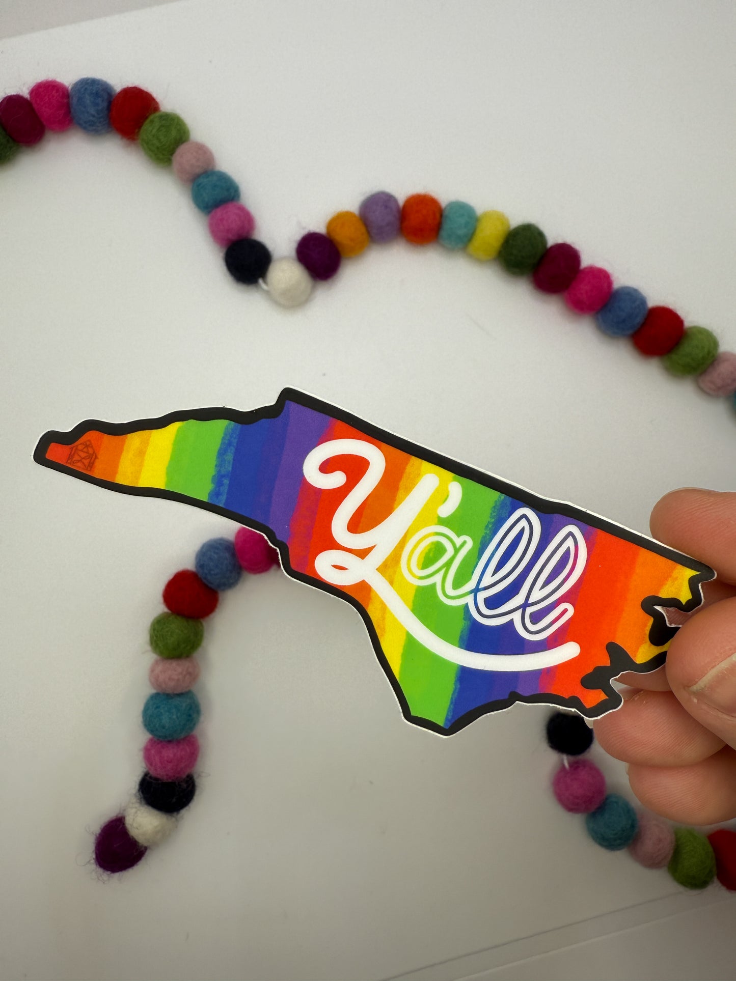 Y'all inside North Carolina Rainbow Outline Sticker
