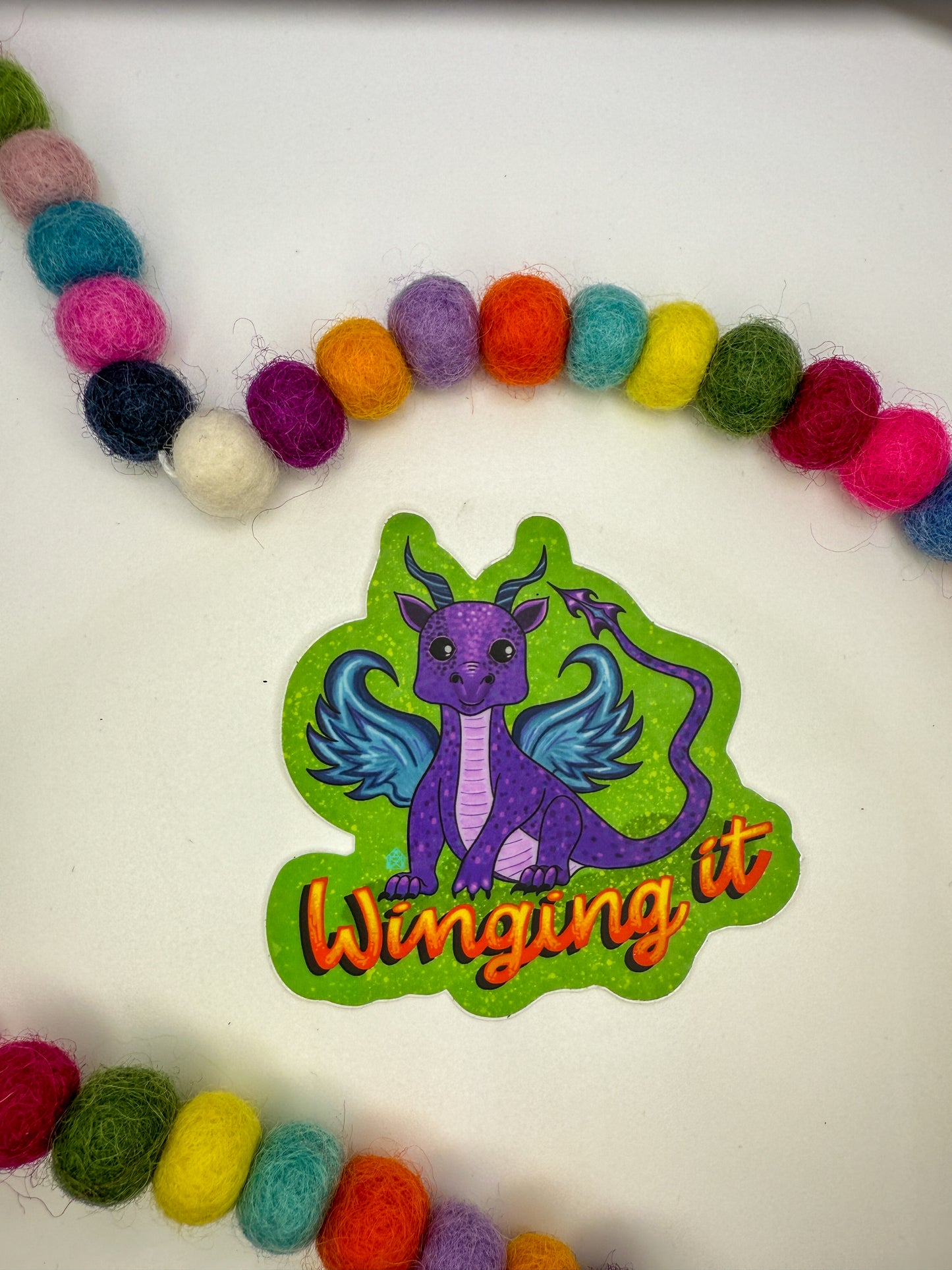 “Winging It” Dragon Sticker – Hand-Drawn, Waterproof & Magical