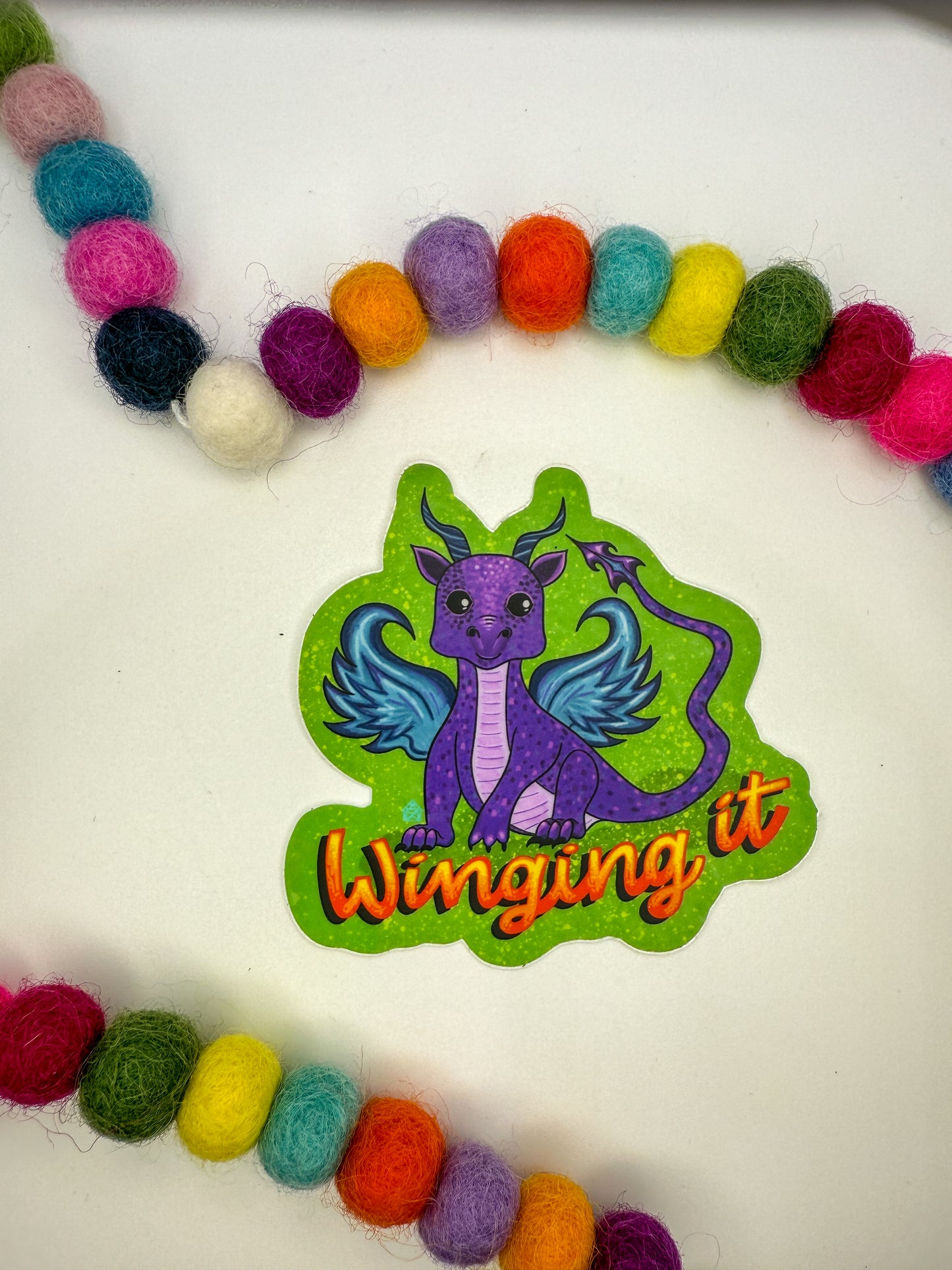 “Winging It” Dragon Sticker – Hand-Drawn, Waterproof & Magical