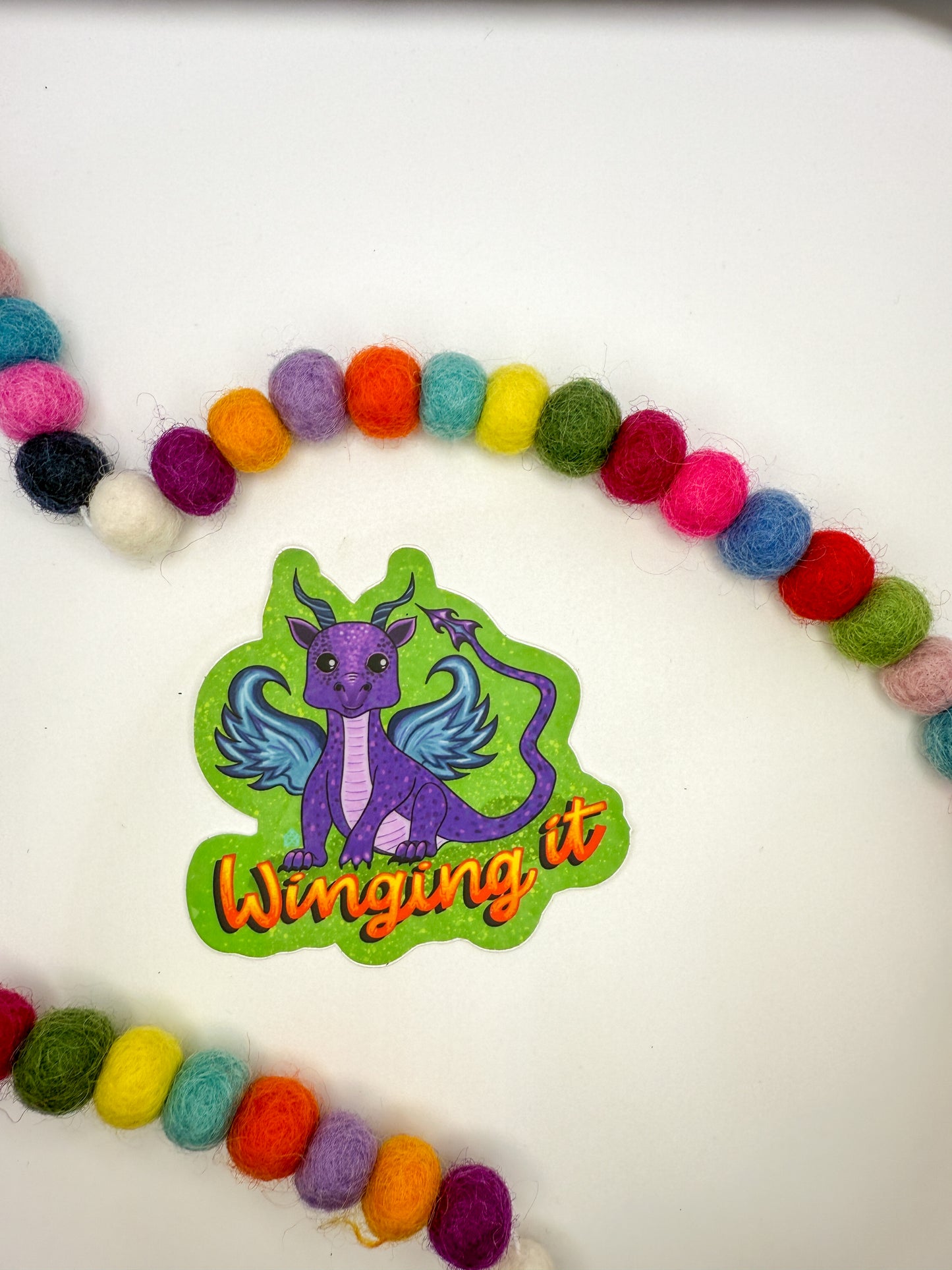 “Winging It” Dragon Sticker – Hand-Drawn, Waterproof & Magical