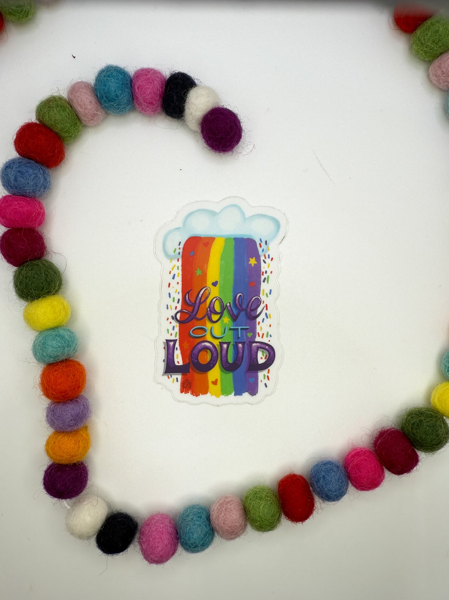 Love Out Loud Sticker – Hand Drawn Rainbow Pride Vinyl Sticker