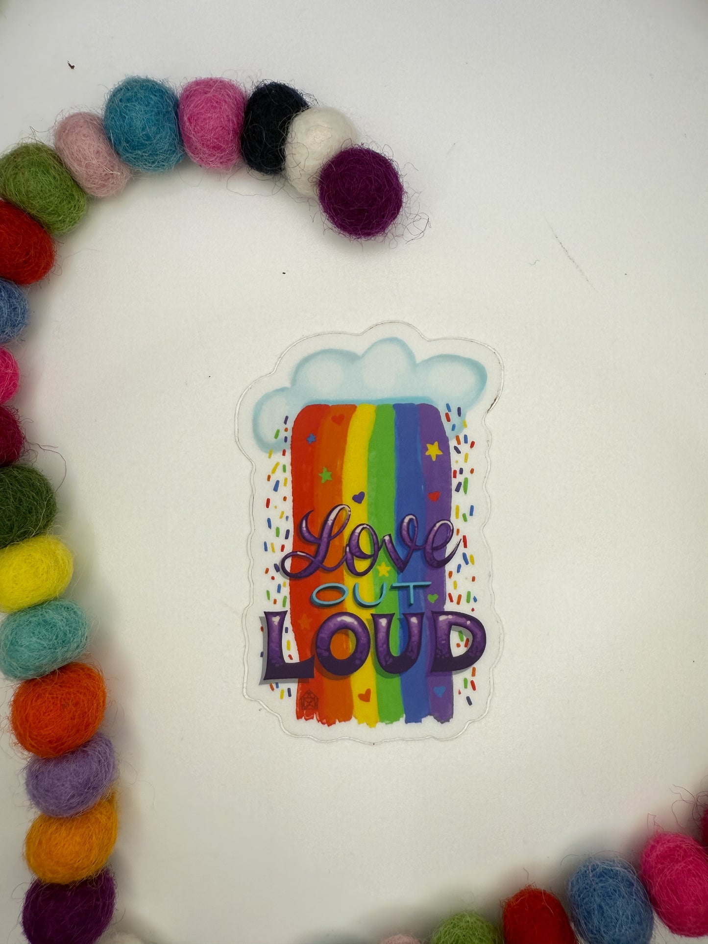 Love Out Loud Sticker – Hand Drawn Rainbow Pride Vinyl Sticker