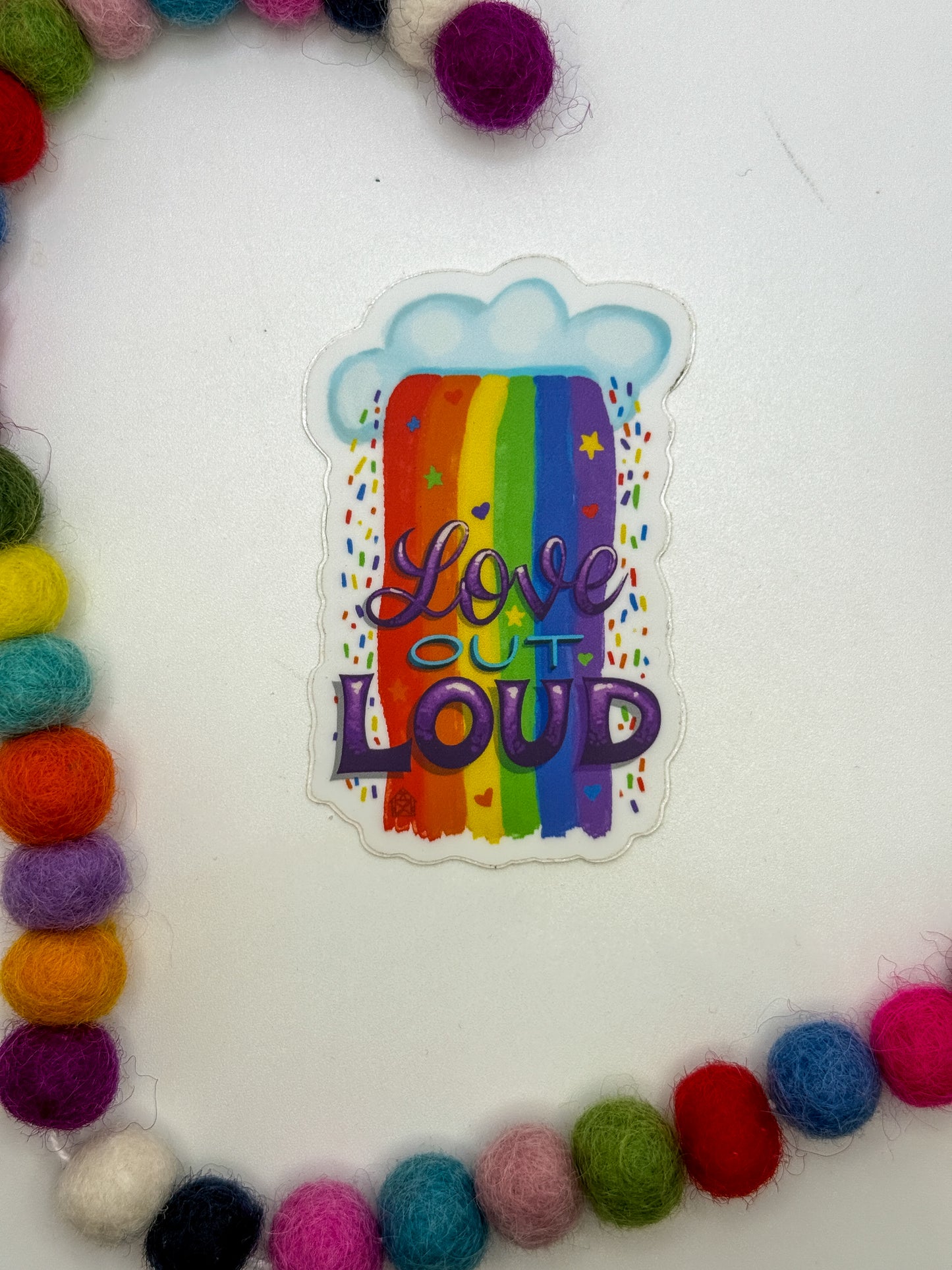 Love Out Loud Sticker – Hand Drawn Rainbow Pride Vinyl Sticker