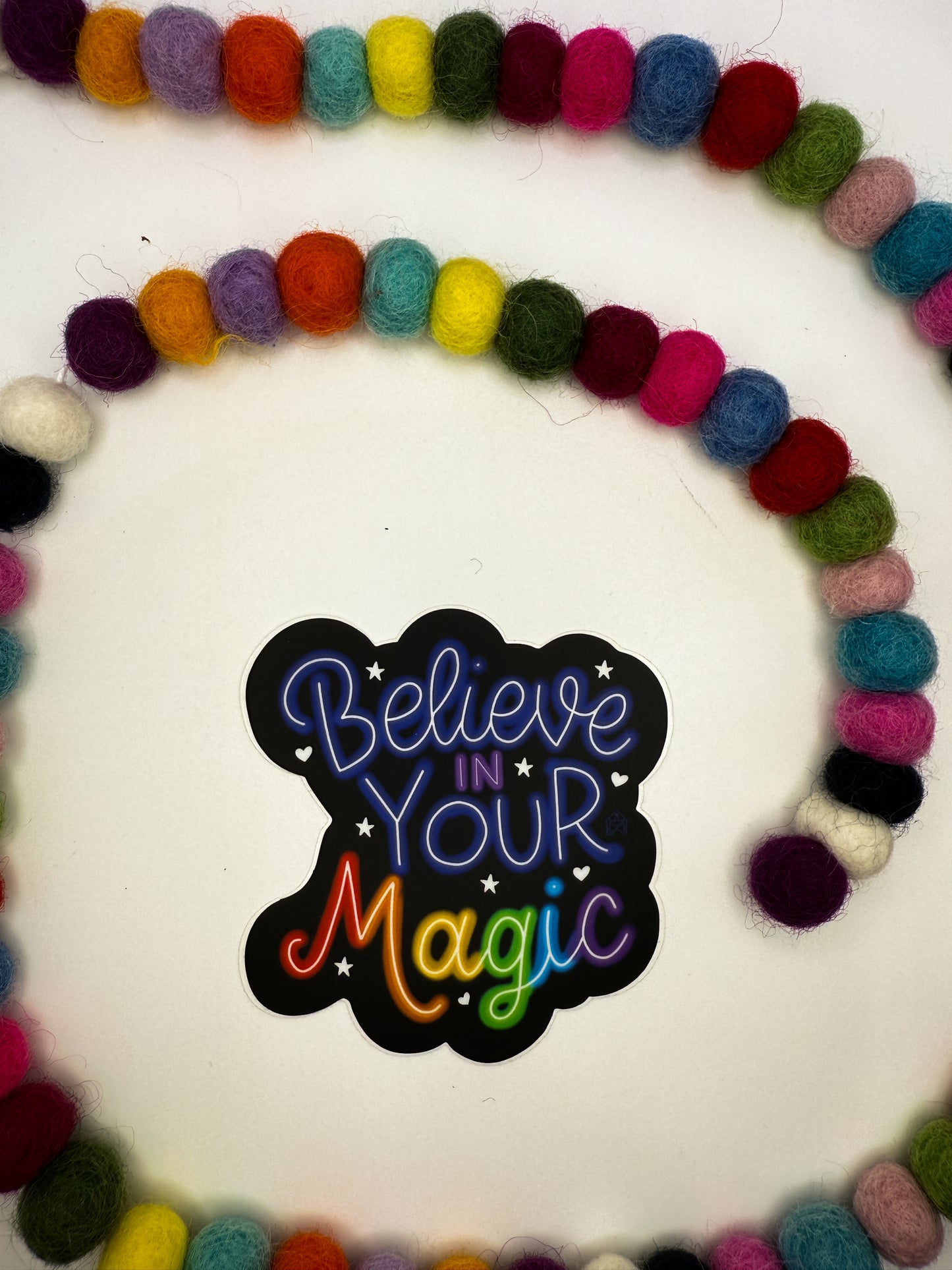 Believe in Your Magic Sticker – Hand Drawn Rainbow Vinyl Decal