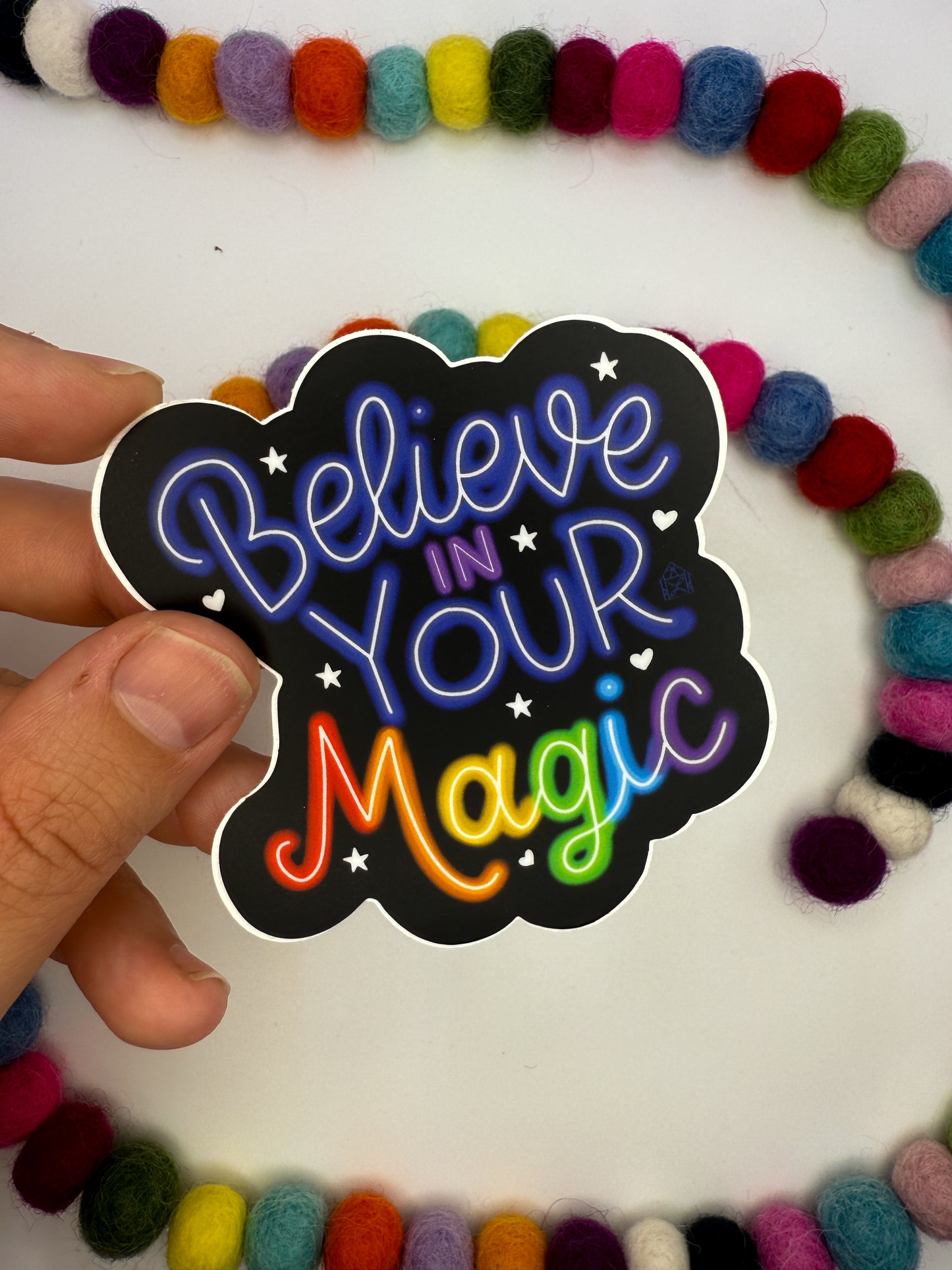Believe in Your Magic Sticker – Hand Drawn Rainbow Vinyl Decal