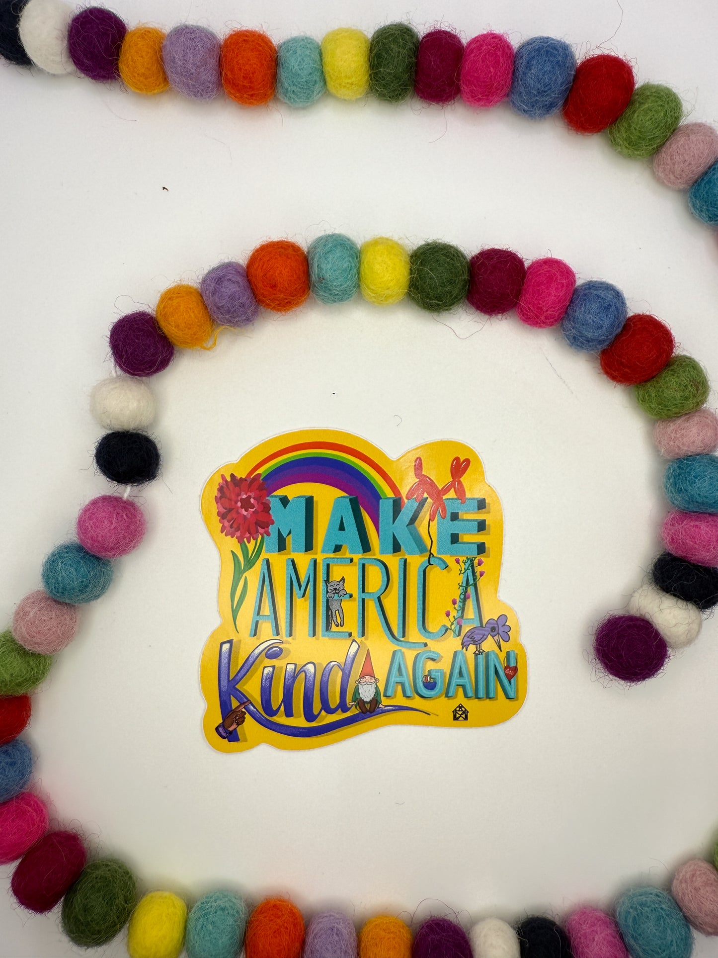 Make America Kind Again Sticker – Original Hand Drawn Rainbow Vinyl Decal