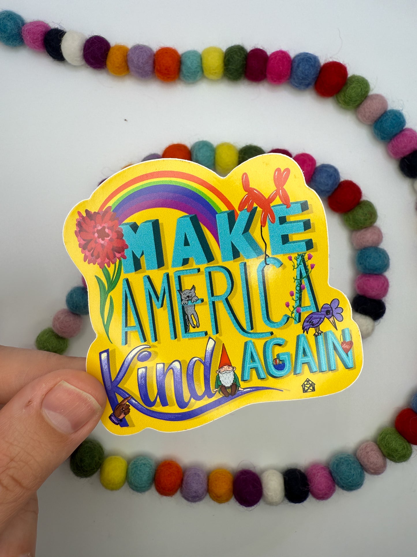 Make America Kind Again Sticker – Original Hand Drawn Rainbow Vinyl Decal