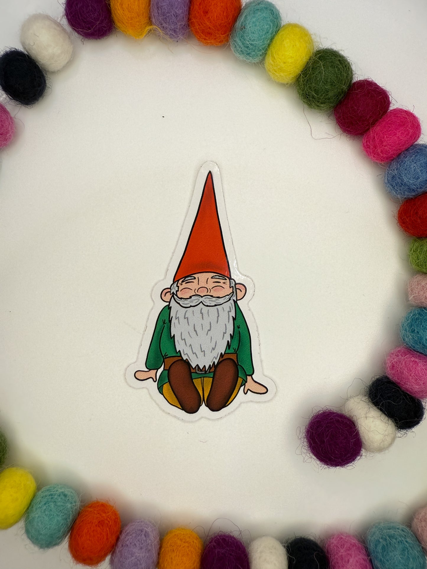 Chill Sitting Gnome Sticker – Original Hand Drawn Vinyl Decal