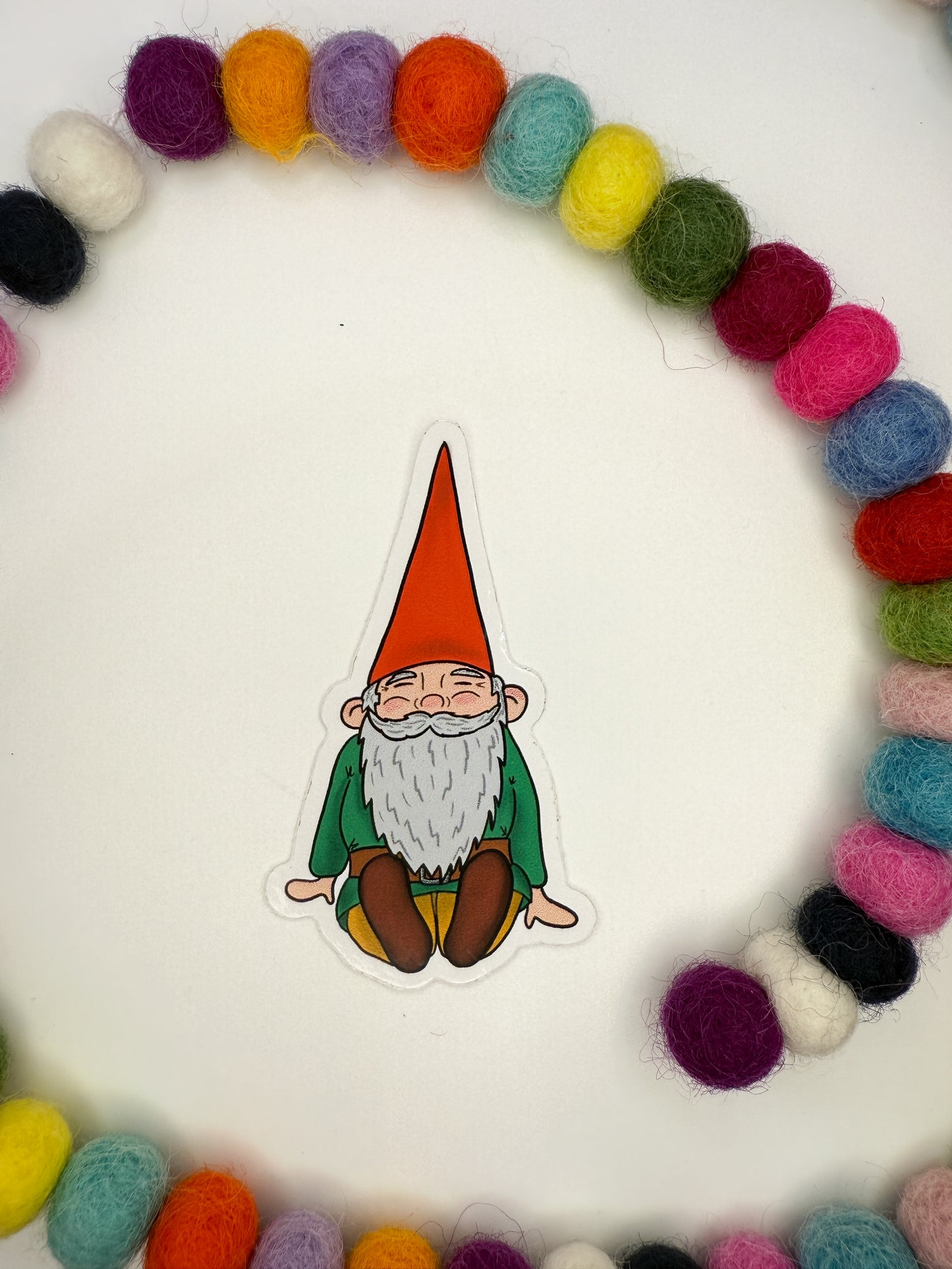 Chill Sitting Gnome Sticker – Original Hand Drawn Vinyl Decal