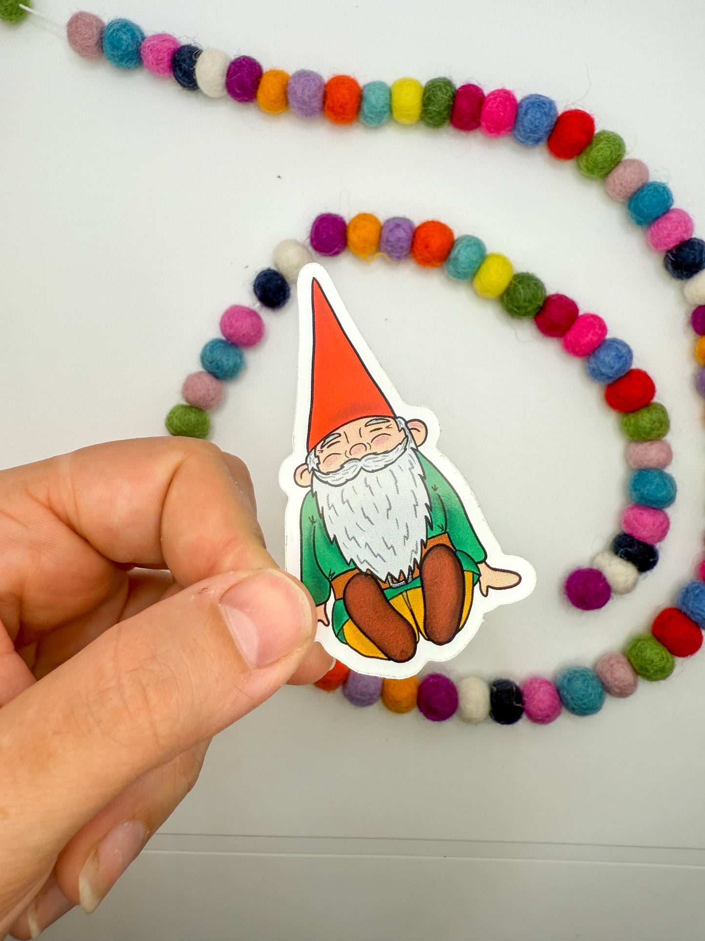 Chill Sitting Gnome Sticker – Original Hand Drawn Vinyl Decal