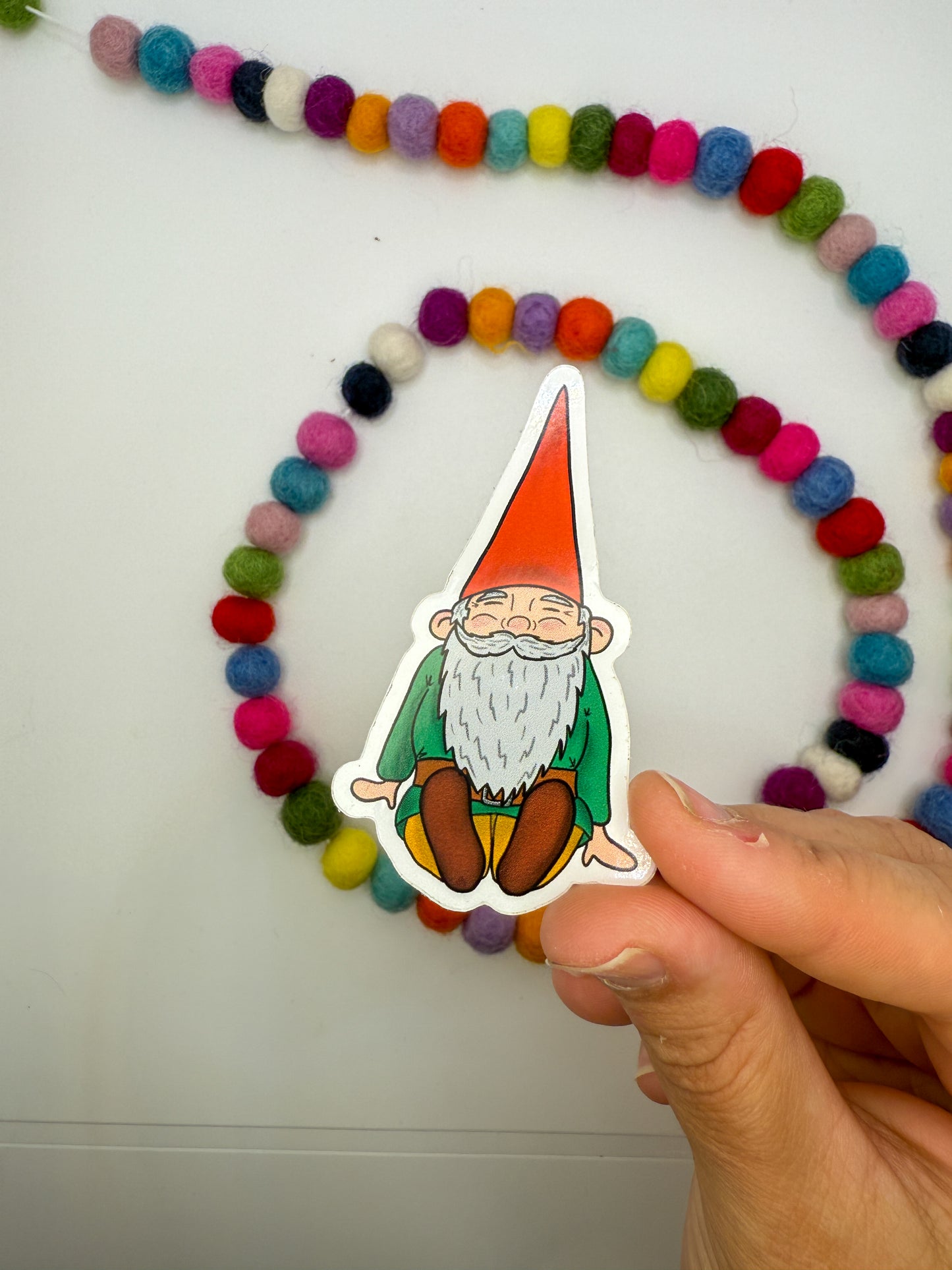 Chill Sitting Gnome Sticker – Original Hand Drawn Vinyl Decal