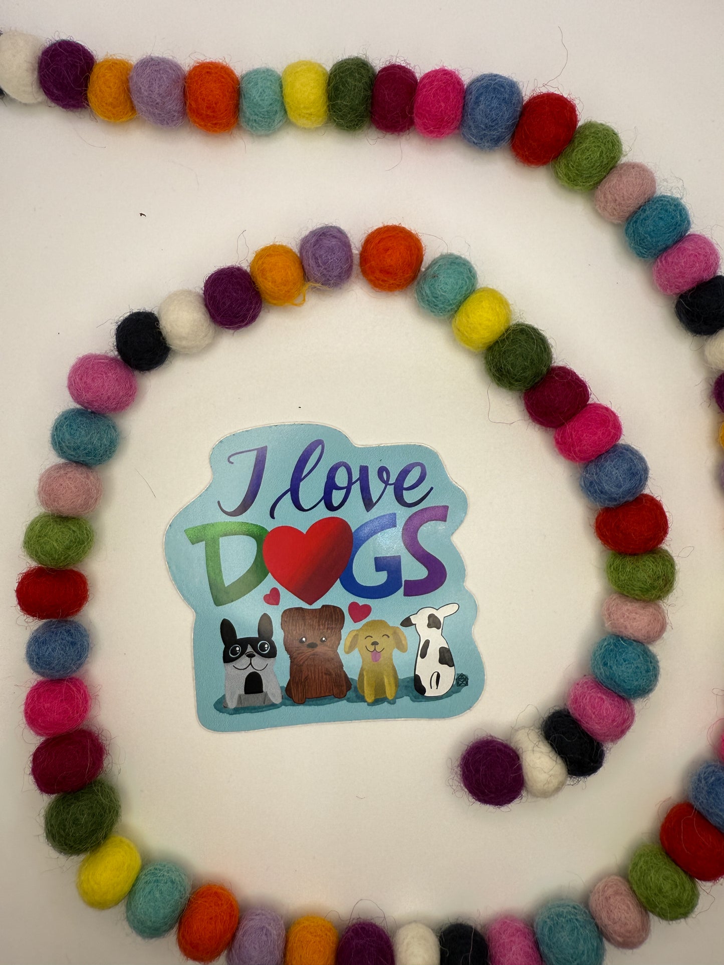 I Love Dogs Sticker – Original Hand Drawn Vinyl Decal Featuring Cute Cartoon Pups