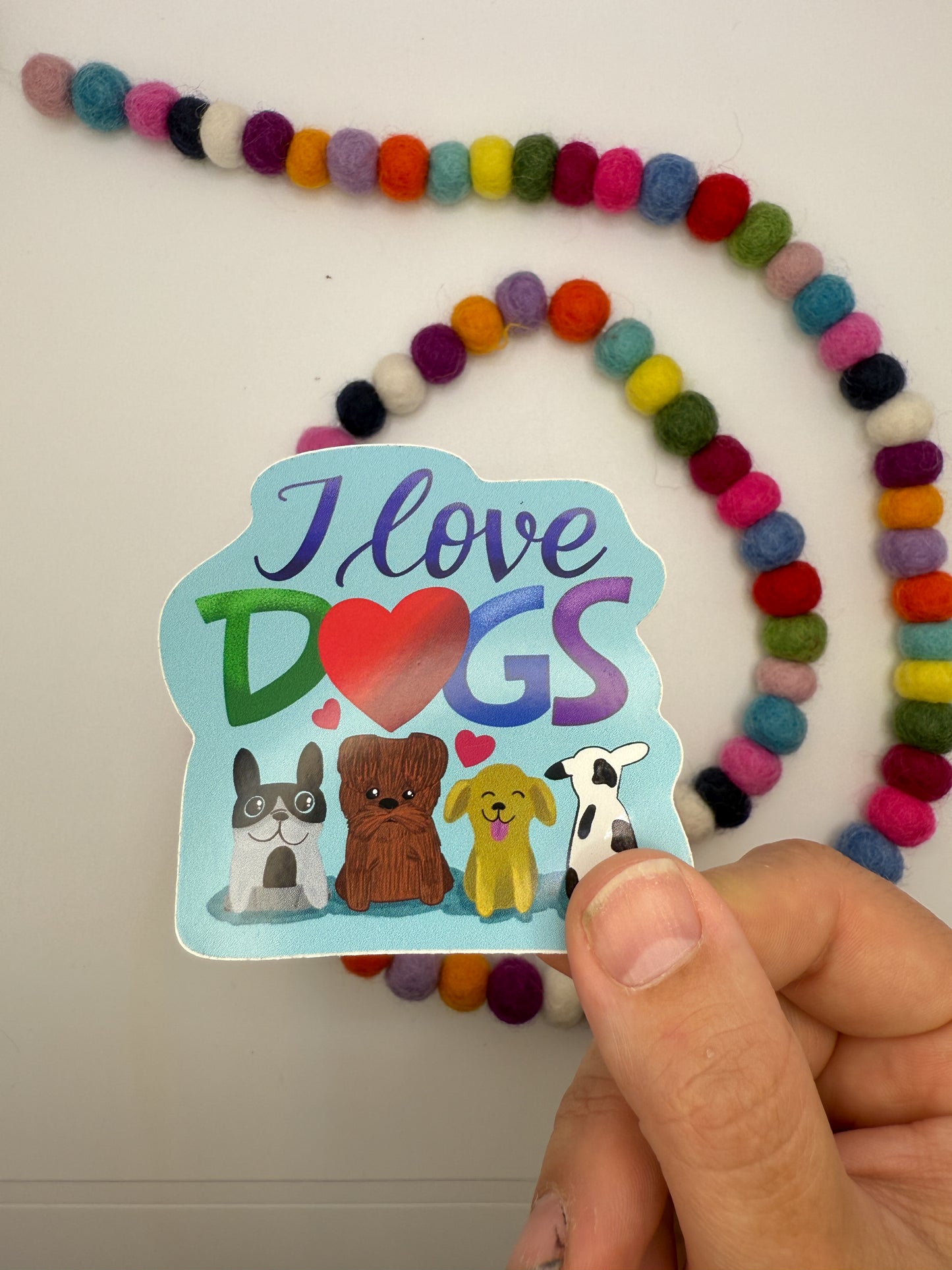 I Love Dogs Sticker – Original Hand Drawn Vinyl Decal Featuring Cute Cartoon Pups