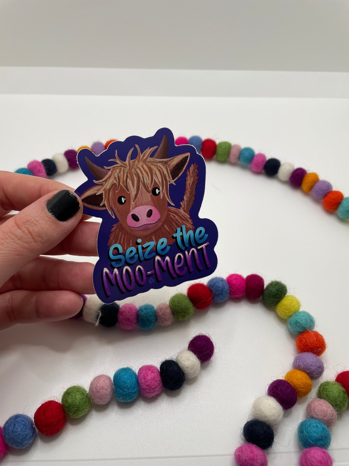 Seize The Moo-Ment Highland Cow Sticker