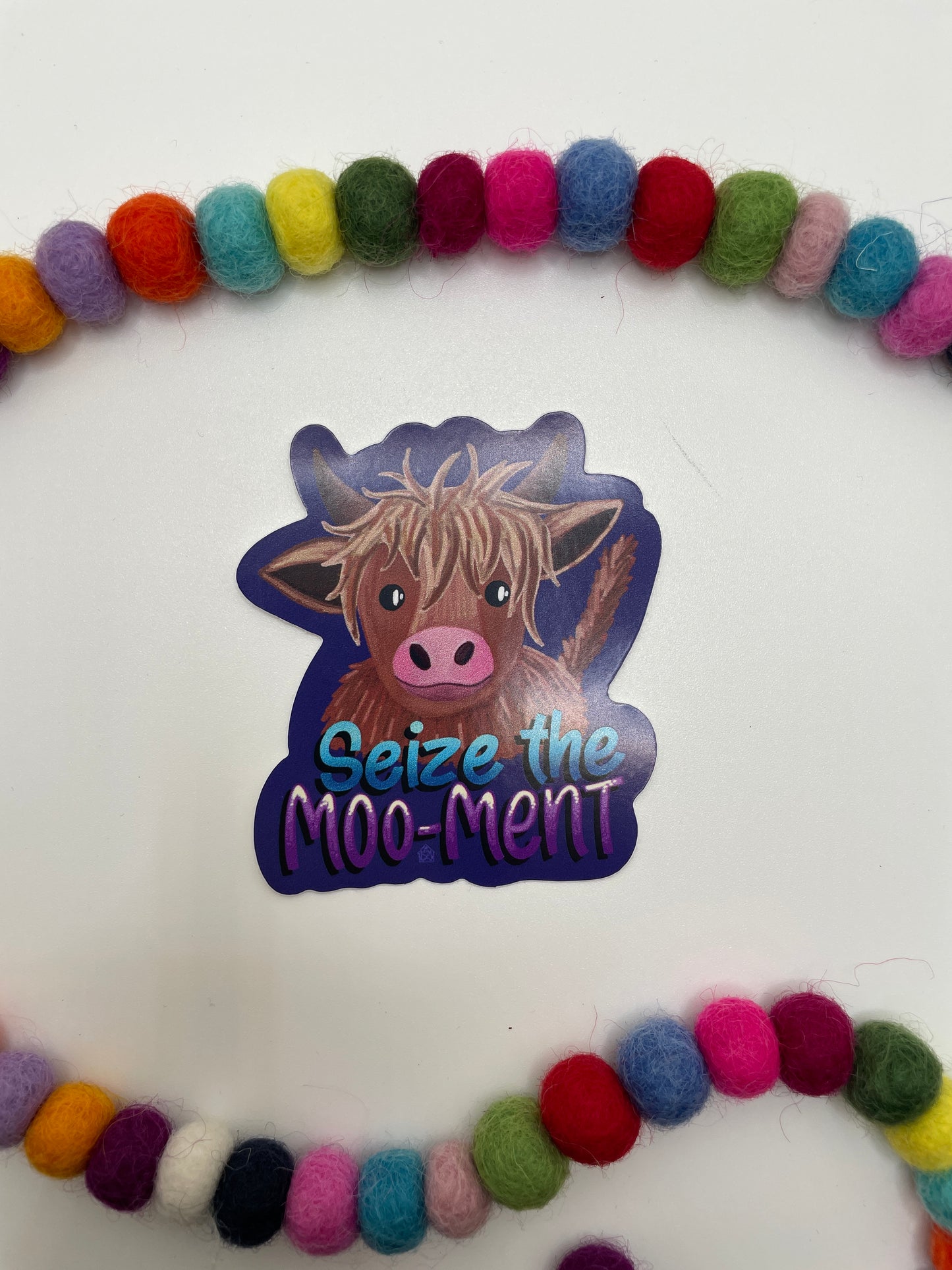 Seize The Moo-Ment Highland Cow Sticker