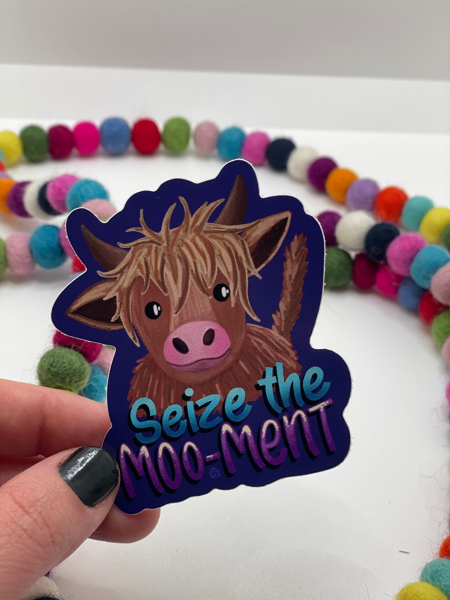 Seize The Moo-Ment Highland Cow Sticker