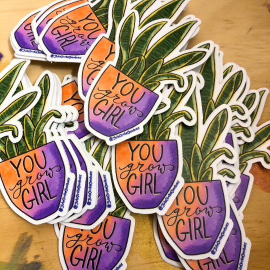 You Grow Girl Snake Plant Sticker