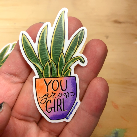 You Grow Girl Snake Plant Sticker