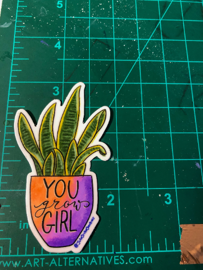 You Grow Girl Snake Plant Sticker