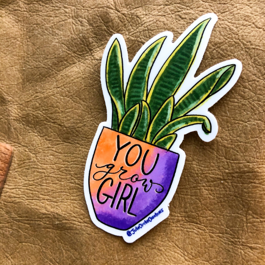 You Grow Girl Snake Plant Sticker
