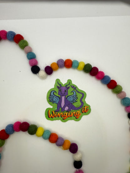“Winging It” Dragon Sticker – Hand-Drawn, Waterproof & Magical