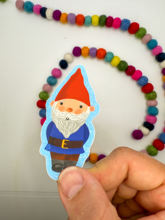 Cozy Winter Gnome Sticker – Original Hand Drawn Vinyl Decal