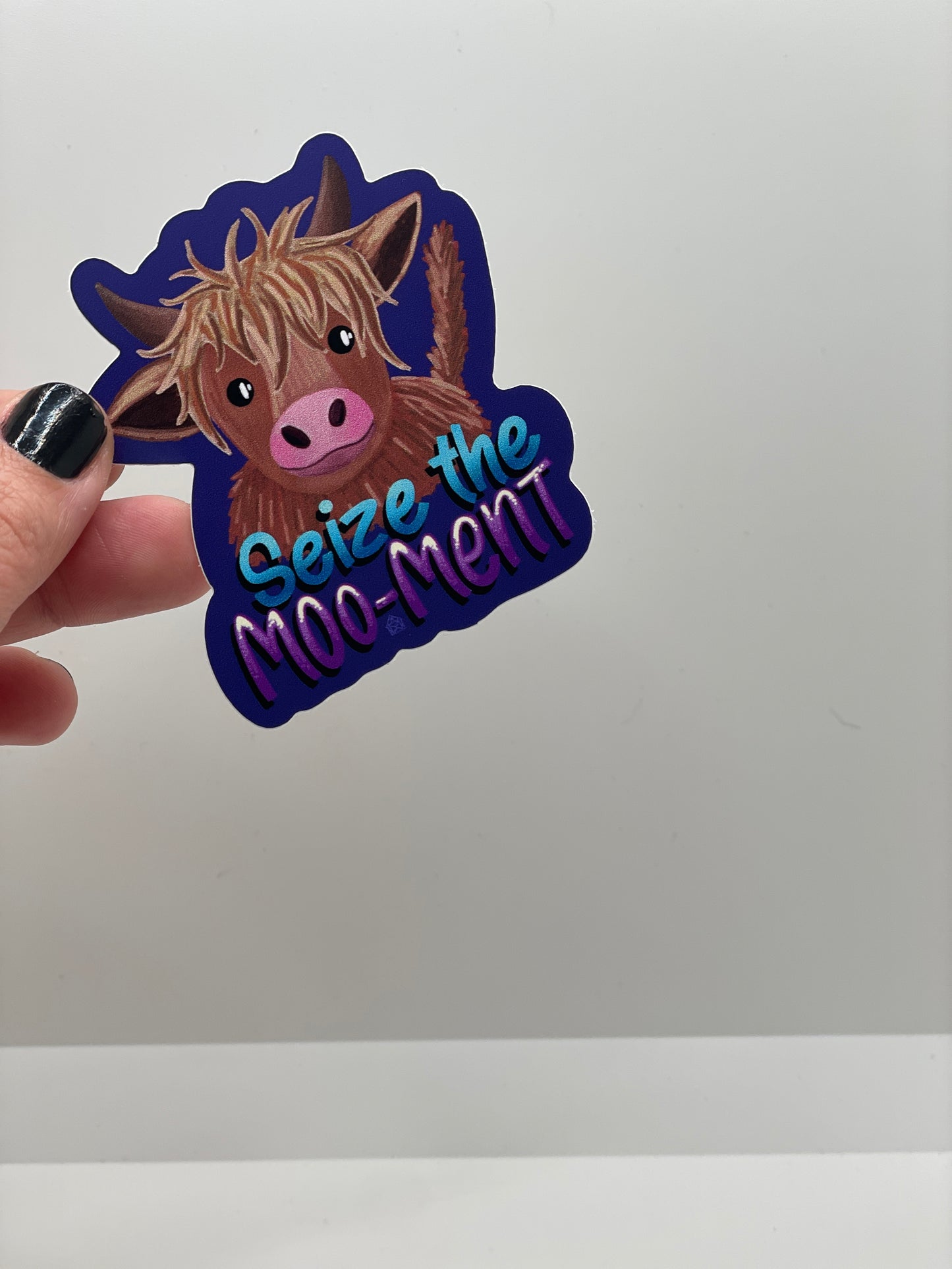 Seize The Moo-Ment Highland Cow Sticker