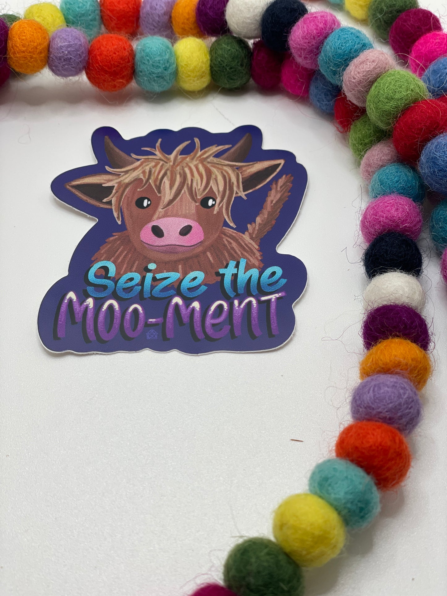 Seize The Moo-Ment Highland Cow Sticker