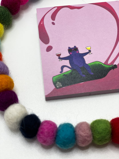 Cat Riding the Wave on Bottle Sticky Note