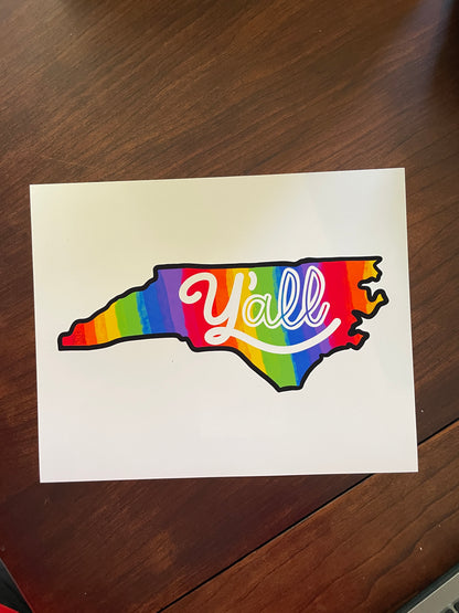 Rainbow Y'all North Carolina Print - Support Hurricane Helene Relief in Western NC - All Proceeds Donated