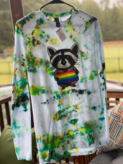 Tie Dye Raccoon Pride Long sleeve T-Shirt