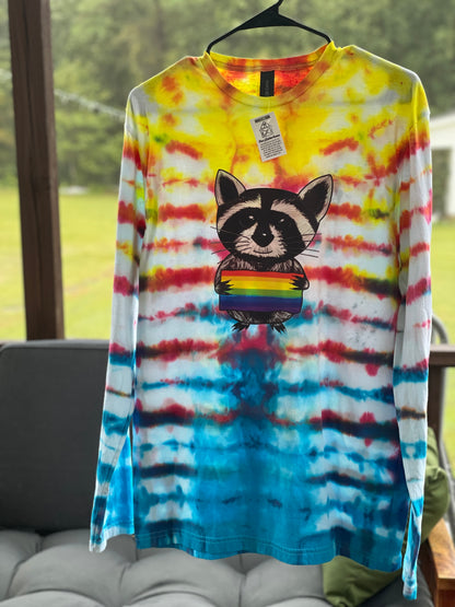 Tie Dye Raccoon Pride Long sleeve T-Shirt