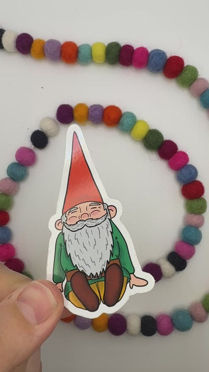 Chill Sitting Gnome Sticker – Original Hand Drawn Vinyl Decal