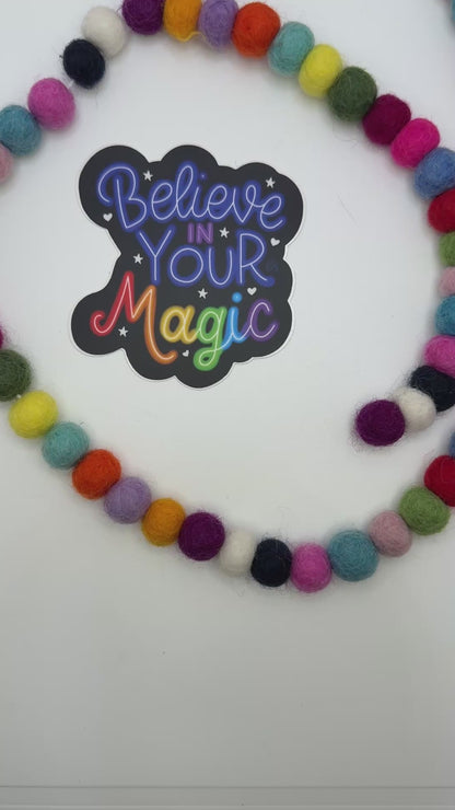 Believe in Your Magic Sticker – Hand Drawn Rainbow Vinyl Decal