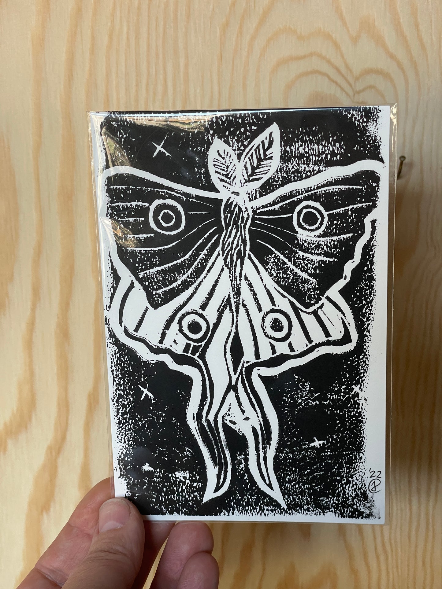 Moth Lino Print