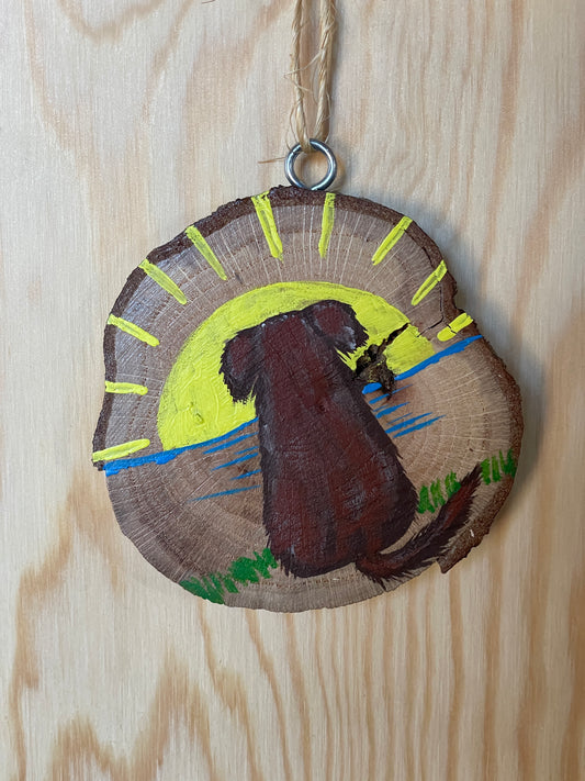 Sunset Dog Wood Slice Ornament