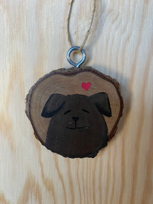 Brown Dog Love Woodslice Ornament