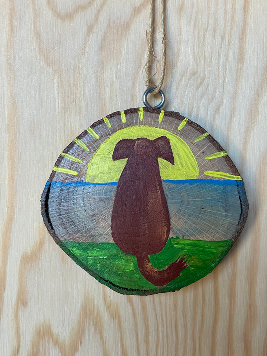 Sunset Dog Wood Slice Ornament